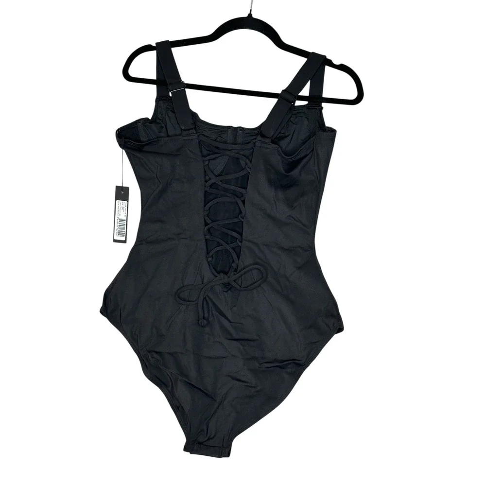 NWT‎ TA3 Lifty One Piece Swimsuit XL Reg/Long Shapewear Underwire Black Lace Up